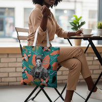 Maya Angelou Tote Bag Inspirational Quote Design Vibrant Teal and Orange Leaf Motif - Wonder Print Shop