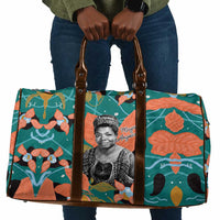 Maya Angelou Travel Bag Inspirational Quote Design Vibrant Teal and Orange Leaf Motif - Wonder Print Shop