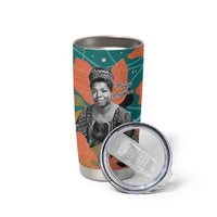 Maya Angelou Tumbler Cup Inspirational Quote Design Vibrant Teal and Orange Leaf Motif - Wonder Print Shop