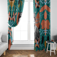 Maya Angelou Window Curtain Inspirational Quote Design Vibrant Teal and Orange Leaf Motif - Wonder Print Shop