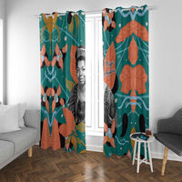 Maya Angelou Window Curtain Inspirational Quote Design Vibrant Teal and Orange Leaf Motif - Wonder Print Shop