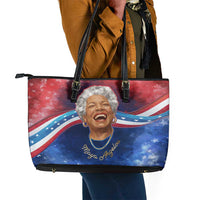 Maya Angelou Leather Tote Bag Inspirational Life Mission Quote Celebration of Joy Passion and Compassion - Wonder Print Shop