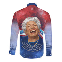 Maya Angelou Long Sleeve Button Shirt Inspirational Life Mission Quote Celebration of Joy Passion and Compassion - Wonder Print Shop