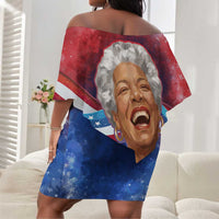 Maya Angelou Off Shoulder Short Dress Inspirational Life Mission Quote Celebration of Joy Passion and Compassion - Wonder Print Shop