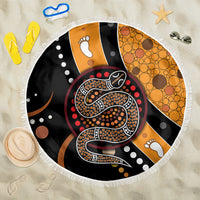 Aboriginal Snake Pattern Dot Art Beach Blanket - Wonder Print Shop
