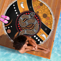 Aboriginal Snake Pattern Dot Art Beach Blanket - Wonder Print Shop