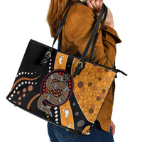 Aboriginal Snake Pattern Dot Art Leather Tote Bag - Wonder Print Shop