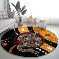 Aboriginal Snake Pattern Dot Art Round Carpet