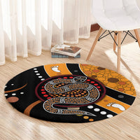 Aboriginal Snake Pattern Dot Art Round Carpet