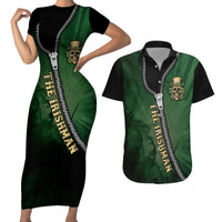 The Irish Man 3D Zip Art Couples Matching Short Sleeve Bodycon Dress and Hawaiian Shirt - Wonder Print Shop