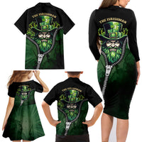 The Irish Man 3D Zip Art Family Matching Long Sleeve Bodycon Dress and Hawaiian Shirt - Wonder Print Shop