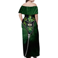 The Irish Man 3D Zip Art Family Matching Off Shoulder Maxi Dress and Hawaiian Shirt - Wonder Print Shop