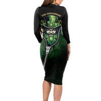 The Irish Man 3D Zip Art Long Sleeve Bodycon Dress - Wonder Print Shop