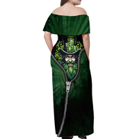 The Irish Man 3D Zip Art Off Shoulder Maxi Dress - Wonder Print Shop