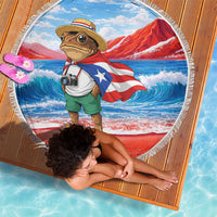 Coqui Frog Puerto Rico Flag Beach Blanket Taino Boricua Puerto Rican