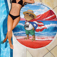 Coqui Frog Puerto Rico Flag Beach Blanket Taino Boricua Puerto Rican