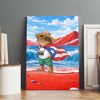 Coqui Frog Puerto Rico Flag Canvas Wall Art Taino Boricua Puerto Rican