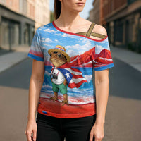 Coqui Frog Puerto Rico Flag Cross Shoulder Shirt Taino Boricua Puerto Rican