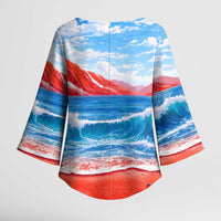 Coqui Frog Puerto Rico Flag Kimono Sleeve Blouse Taino Boricua Puerto Rican