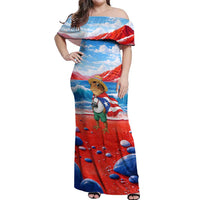 Coqui Frog Puerto Rico Flag Off Shoulder Maxi Dress Taino Boricua Puerto Rican