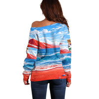 Coqui Frog Puerto Rico Flag Off Shoulder Sweater Taino Boricua Puerto Rican