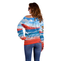 Coqui Frog Puerto Rico Flag Off Shoulder Sweater Taino Boricua Puerto Rican