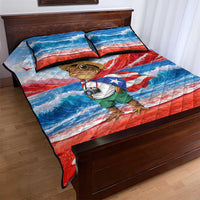 Coqui Frog Puerto Rico Flag Quilt Bed Set Taino Boricua Puerto Rican