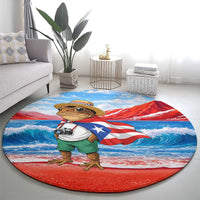 Coqui Frog Puerto Rico Flag Round Carpet Taino Boricua Puerto Rican