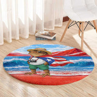 Coqui Frog Puerto Rico Flag Round Carpet Taino Boricua Puerto Rican