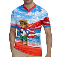Coqui Frog Puerto Rico Flag Rugby Jersey Taino Boricua Puerto Rican