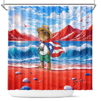 Coqui Frog Puerto Rico Flag Shower Curtain Taino Boricua Puerto Rican