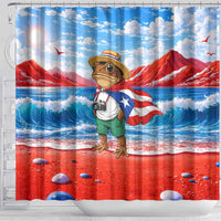 Coqui Frog Puerto Rico Flag Shower Curtain Taino Boricua Puerto Rican