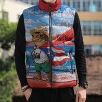 Coqui Frog Puerto Rico Flag Sleeveless Puffer Jacket Taino Boricua Puerto Rican