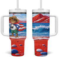 Coqui Frog Puerto Rico Flag Tumbler With Handle Taino Boricua Puerto Rican