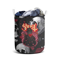 Ghost Valentine Laundry Basket with Rockets Skull Heart Pattern