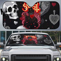 Ghost Valentine Auto Sun Shade with Rockets Skull Heart Pattern