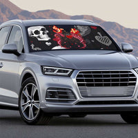 Ghost Valentine Auto Sun Shade with Rockets Skull Heart Pattern