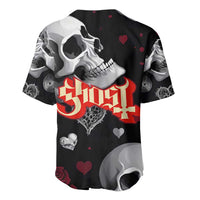Ghost Valentine Baseball Jersey with Rockets Skull Heart Pattern