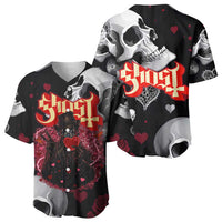 Ghost Valentine Baseball Jersey with Rockets Skull Heart Pattern