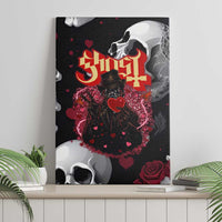 Ghost Valentine Canvas Wall Art with Rockets Skull Heart Pattern