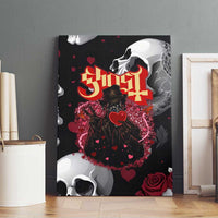 Ghost Valentine Canvas Wall Art with Rockets Skull Heart Pattern