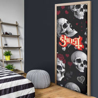 Ghost Valentine Door Cover with Rockets Skull Heart Pattern