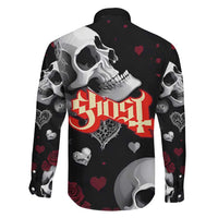 Ghost Valentine Family Matching Short Sleeve Bodycon Dress and Hawaiian Shirt with Rockets Skull Heart Pattern
