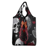 Ghost Valentine Grocery Bag with Rockets Skull Heart Pattern