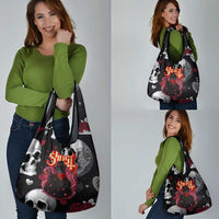 Ghost Valentine Grocery Bag with Rockets Skull Heart Pattern