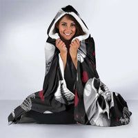 Ghost Valentine Hooded Blanket with Rockets Skull Heart Pattern