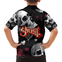 Ghost Valentine Kid Hawaiian Shirt with Rockets Skull Heart Pattern