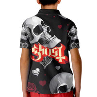 Ghost Valentine Kid Polo Shirt with Rockets Skull Heart Pattern