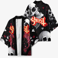 Ghost Valentine Kimono with Rockets Skull Heart Pattern