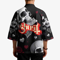 Ghost Valentine Kimono with Rockets Skull Heart Pattern